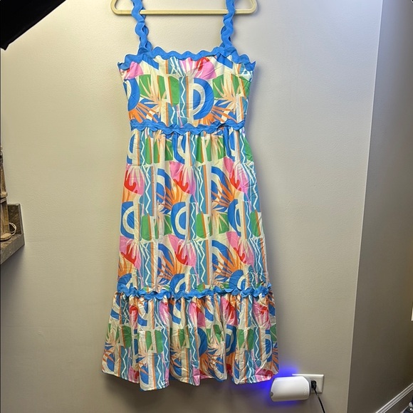 Flying tomato Colorful Dress with Blue Accents. Size L. - Picture 1 of 7